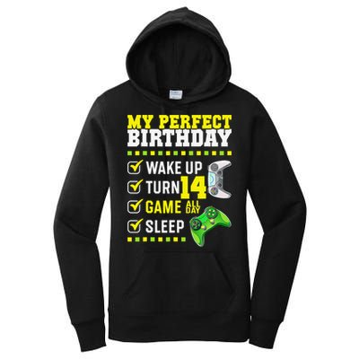 Level 14 Unlocked Boys 14th Birthday 14 Year Old Gamer Women's Pullover Hoodie