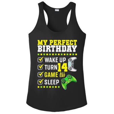 Level 14 Unlocked Boys 14th Birthday 14 Year Old Gamer Ladies PosiCharge Competitor Racerback Tank