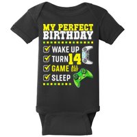 Level 14 Unlocked Boys 14th Birthday 14 Year Old Gamer Baby Bodysuit