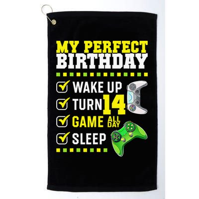 Level 14 Unlocked Boys 14th Birthday 14 Year Old Gamer Golf Towel