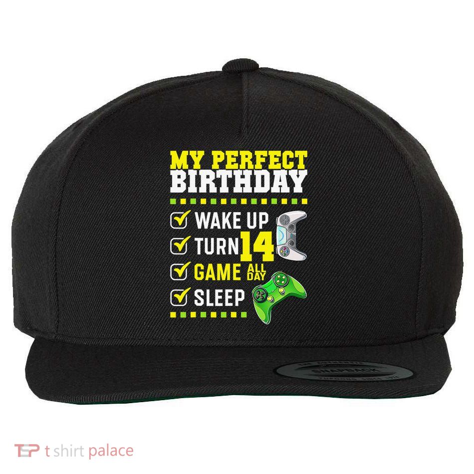 Level 14 Unlocked Boys 14th Birthday 14 Year Old Gamer Wool Snapback Cap