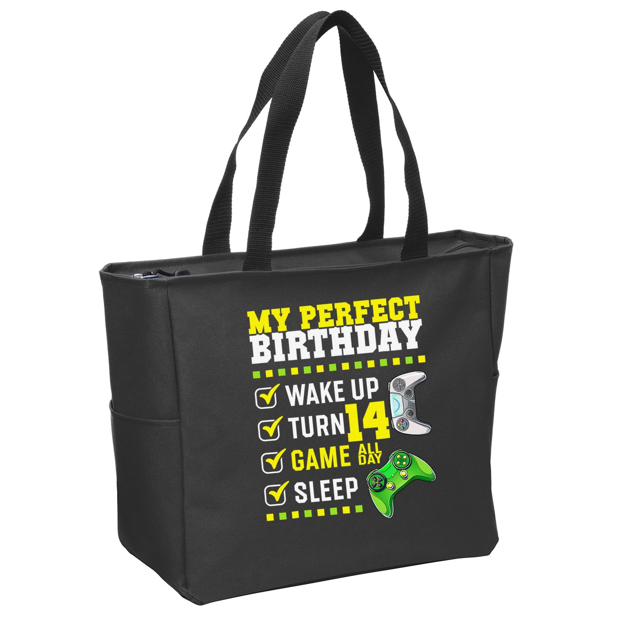 Level 14 Unlocked Boys 14th Birthday 14 Year Old Gamer Zip Tote Bag