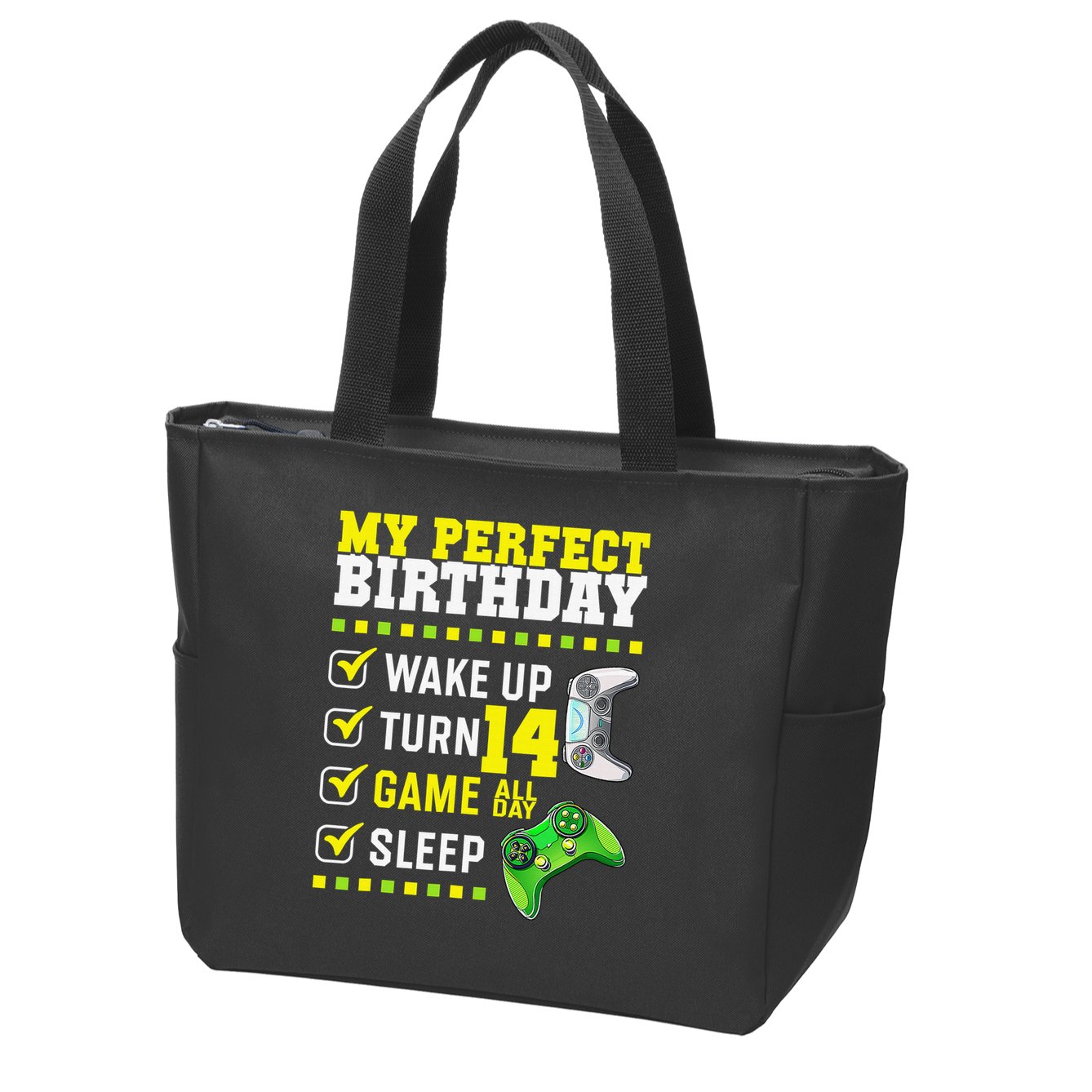 Level 14 Unlocked Boys 14th Birthday 14 Year Old Gamer Zip Tote Bag