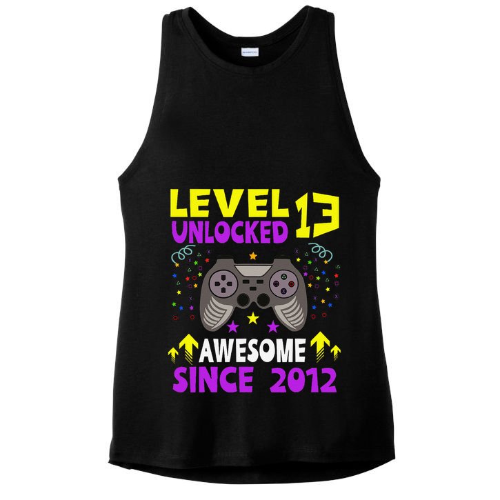 Level 13 Unlocked Awesome Since 2012 13th Birthday Gaming Ladies PosiCharge Tri-Blend Wicking Tank