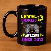 Level 13 Unlocked Awesome Since 2012 13th Birthday Gaming 11oz C Handle Ceramic Mug