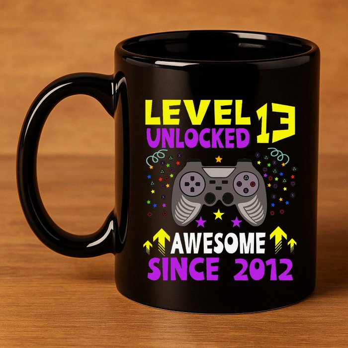 Level 13 Unlocked Awesome Since 2012 13th Birthday Gaming 11oz C Handle Ceramic Mug
