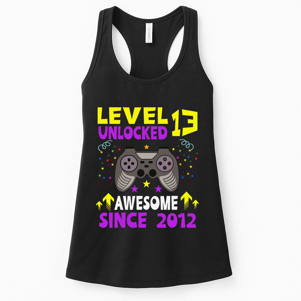 Level 13 Unlocked Awesome Since 2012 13th Birthday Gaming Womens Tank Top
