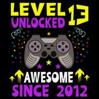 Level 13 Unlocked Awesome Since 2012 13th Birthday Gaming Toddler Fine Jersey T-Shirt