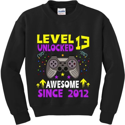 Level 13 Unlocked Awesome Since 2012 13th Birthday Gaming Kids Sweatshirt