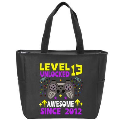 Level 13 Unlocked Awesome Since 2012 13th Birthday Gaming Zip Tote Bag