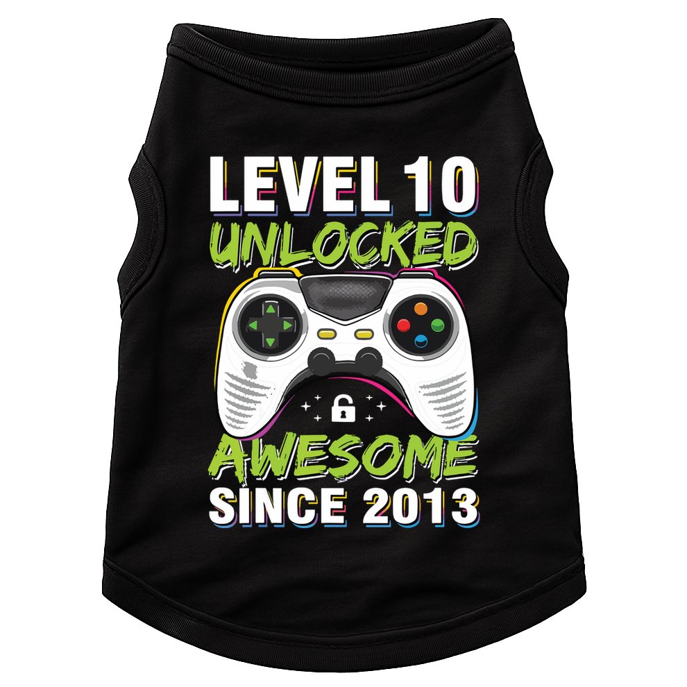 Level 10 Unlocked Awesome Since 2013 10th Birthday Gaming Doggie Tank