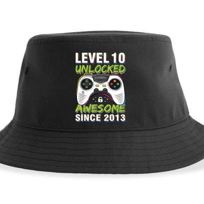 Level 10 Unlocked Awesome Since 2013 10th Birthday Gaming Sustainable Bucket Hat