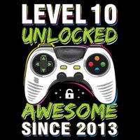 Level 10 Unlocked Awesome Since 2013 10th Birthday Gaming Sustainable Bucket Hat