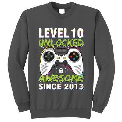 Level 10 Unlocked Awesome Since 2013 10th Birthday Gaming Tall Sweatshirt