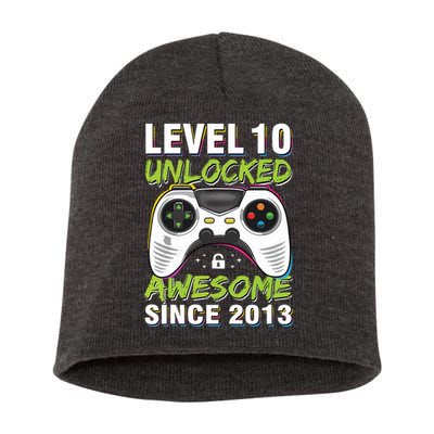 Level 10 Unlocked Awesome Since 2013 10th Birthday Gaming Short Acrylic Beanie