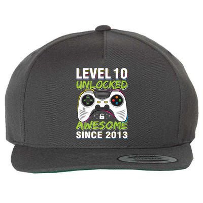 Level 10 Unlocked Awesome Since 2013 10th Birthday Gaming Wool Snapback Cap