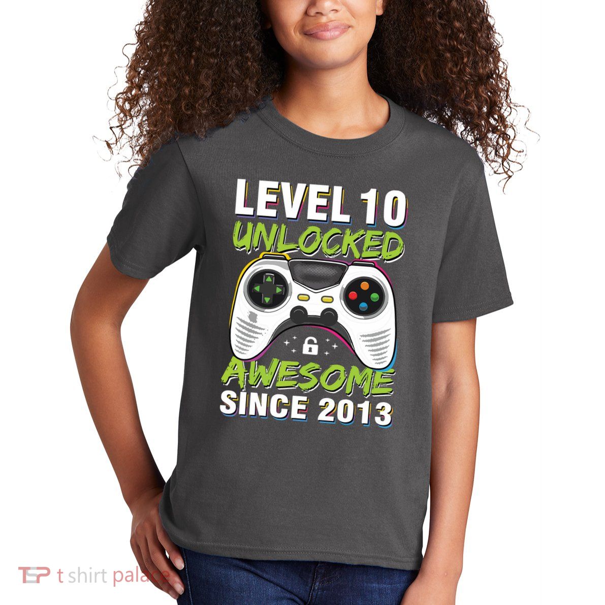 Level 10 Unlocked Awesome Since 2013 10th Birthday Gaming Kids T-Shirt