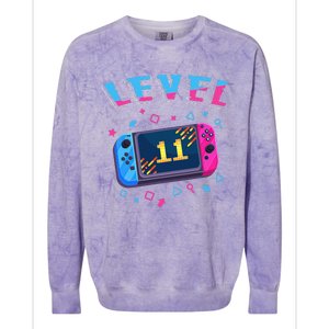 Level 11 Unlocked Gamer 11th Birthday Gift Video Game Lovers Gift Colorblast Crewneck Sweatshirt