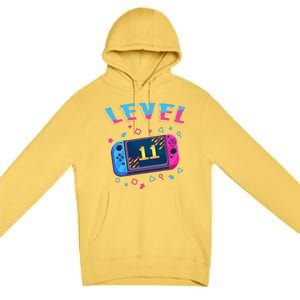 Level 11 Unlocked Gamer 11th Birthday Gift Video Game Lovers Gift Premium Pullover Hoodie