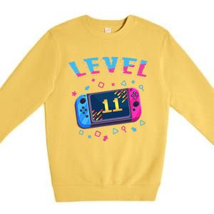 Level 11 Unlocked Gamer 11th Birthday Gift Video Game Lovers Gift Premium Crewneck Sweatshirt