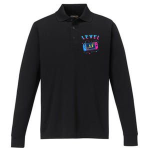 Level 11 Unlocked Gamer 11th Birthday Gift Video Game Lovers Gift Performance Long Sleeve Polo