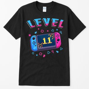 Level 11 Unlocked Gamer 11th Birthday Gift Video Game Lovers Gift Tall T-Shirt