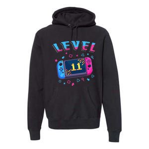 Level 11 Unlocked Gamer 11th Birthday Gift Video Game Lovers Gift Premium Hoodie