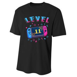 Level 11 Unlocked Gamer 11th Birthday Gift Video Game Lovers Gift Performance Sprint T-Shirt