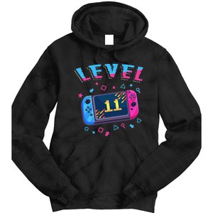 Level 11 Unlocked Gamer 11th Birthday Gift Video Game Lovers Gift Tie Dye Hoodie