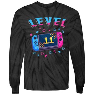 Level 11 Unlocked Gamer 11th Birthday Gift Video Game Lovers Gift Tie-Dye Long Sleeve Shirt