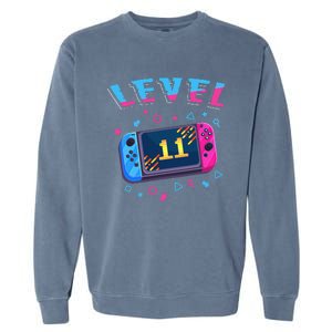 Level 11 Unlocked Gamer 11th Birthday Gift Video Game Lovers Gift Garment-Dyed Sweatshirt