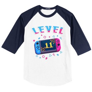 Level 11 Unlocked Gamer 11th Birthday Gift Video Game Lovers Gift Baseball Sleeve Shirt