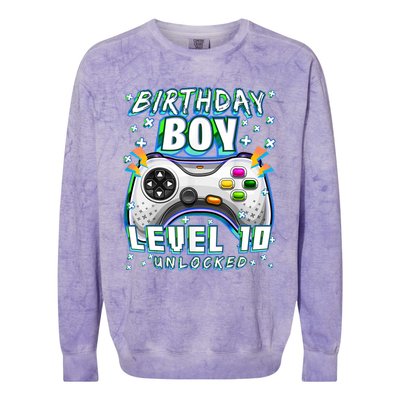 Level 10 Unlocked Video Game 10th Birthday Gamer Boys TShirt Colorblast Crewneck Sweatshirt