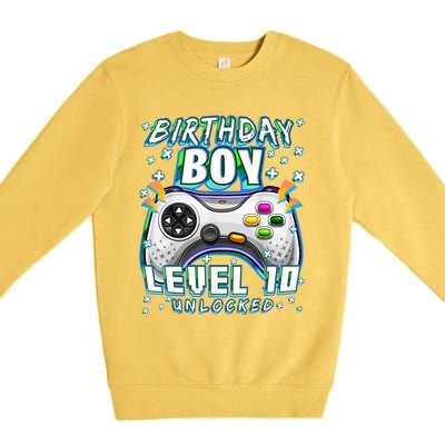 Level 10 Unlocked Video Game 10th Birthday Gamer Boys TShirt Premium Crewneck Sweatshirt