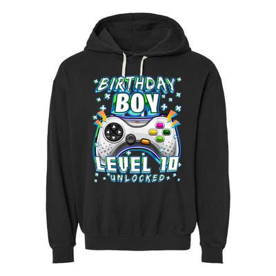 Level 10 Unlocked Video Game 10th Birthday Gamer Boys TShirt Garment-Dyed Fleece Hoodie
