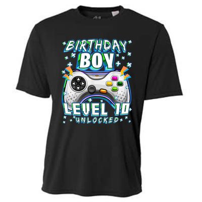 Level 10 Unlocked Video Game 10th Birthday Gamer Boys TShirt Cooling Performance Crew T-Shirt