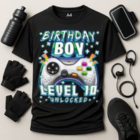 Level 10 Unlocked Video Game 10th Birthday Gamer Boys TShirt Cooling Performance Crew T-Shirt