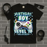 Level 10 Unlocked Video Game 10th Birthday Gamer Boys TShirt T-Shirt