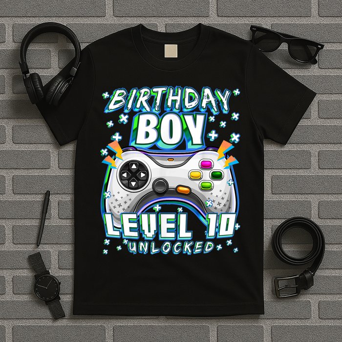 Level 10 Unlocked Video Game 10th Birthday Gamer Boys TShirt T-Shirt