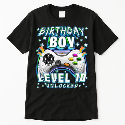 Level 10 Unlocked Video Game 10th Birthday Gamer Boys TShirt Tall T-Shirt