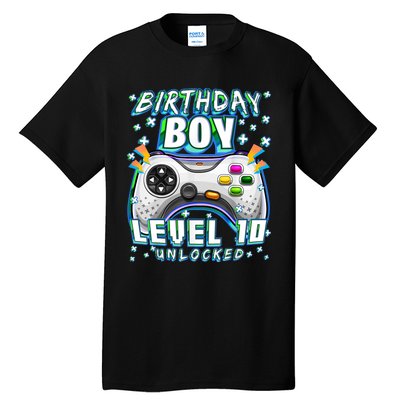 Level 10 Unlocked Video Game 10th Birthday Gamer Boys TShirt Tall T-Shirt