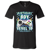 Level 10 Unlocked Video Game 10th Birthday Gamer Boys TShirt V-Neck T-Shirt