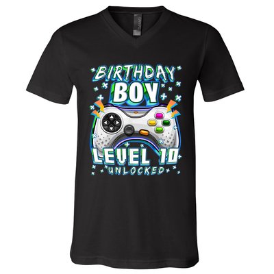 Level 10 Unlocked Video Game 10th Birthday Gamer Boys TShirt V-Neck T-Shirt