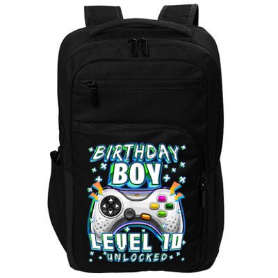 Level 10 Unlocked Video Game 10th Birthday Gamer Boys TShirt Impact Tech Backpack