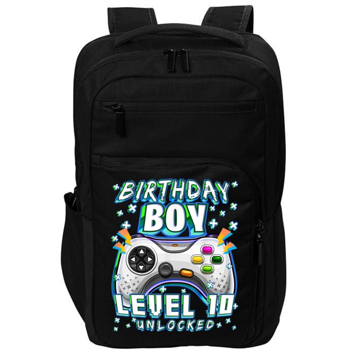 Level 10 Unlocked Video Game 10th Birthday Gamer Boys TShirt Impact Tech Backpack