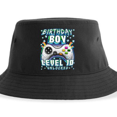 Level 10 Unlocked Video Game 10th Birthday Gamer Boys TShirt Sustainable Bucket Hat