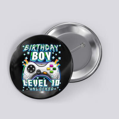 Level 10 Unlocked Video Game 10th Birthday Gamer Boys TShirt Button