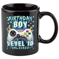 Level 10 Unlocked Video Game 10th Birthday Gamer Boys TShirt 11oz C Handle Ceramic Mug