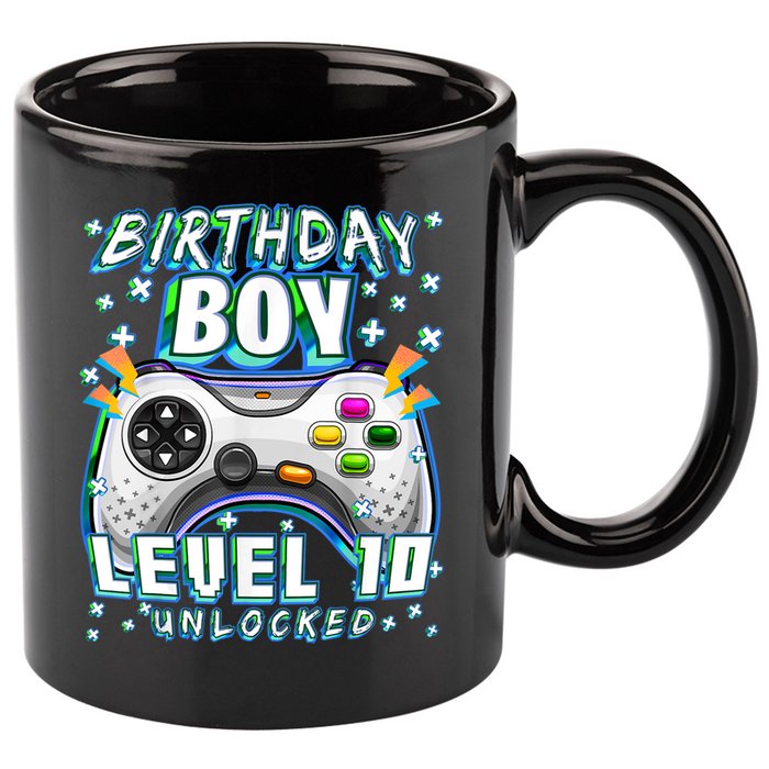 Level 10 Unlocked Video Game 10th Birthday Gamer Boys TShirt 11oz C Handle Ceramic Mug