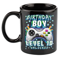 Level 10 Unlocked Video Game 10th Birthday Gamer Boys TShirt 11oz C Handle Ceramic Mug